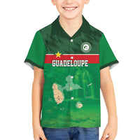Custom Guadelope Football Family Matching Short Sleeve Bodycon Dress and Hawaiian Shirt Basse Terre Green Style