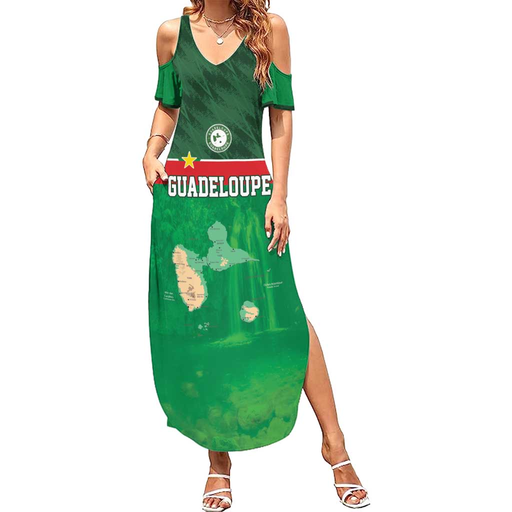 Custom Guadelope Football Family Matching Summer Maxi Dress and Hawaiian Shirt Basse Terre Green Style