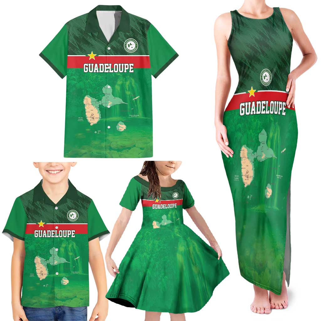 Custom Guadelope Football Family Matching Tank Maxi Dress and Hawaiian Shirt Basse Terre Green Style