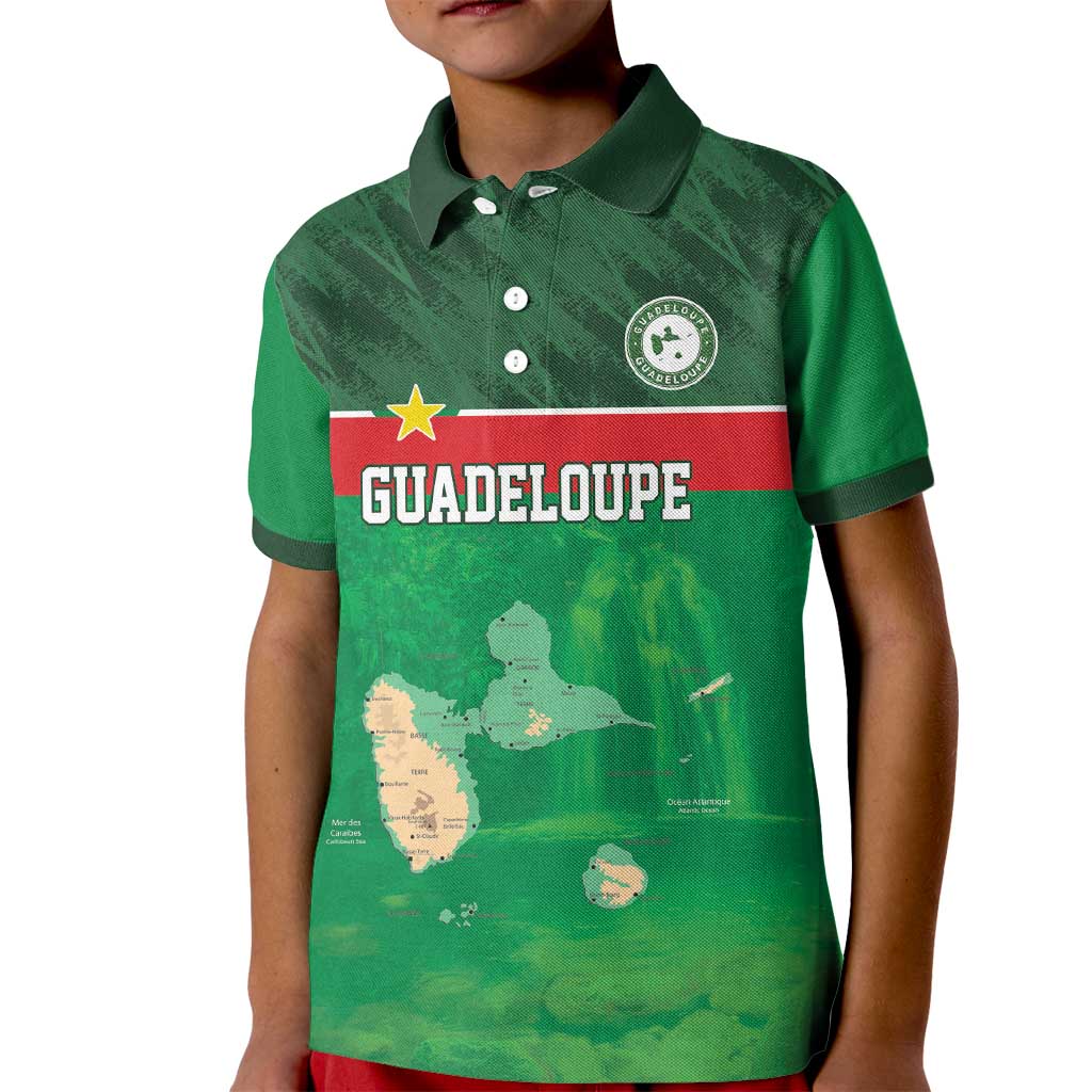 Custom Guadelope Football Kid Polo Shirt Basse Terre Green Style