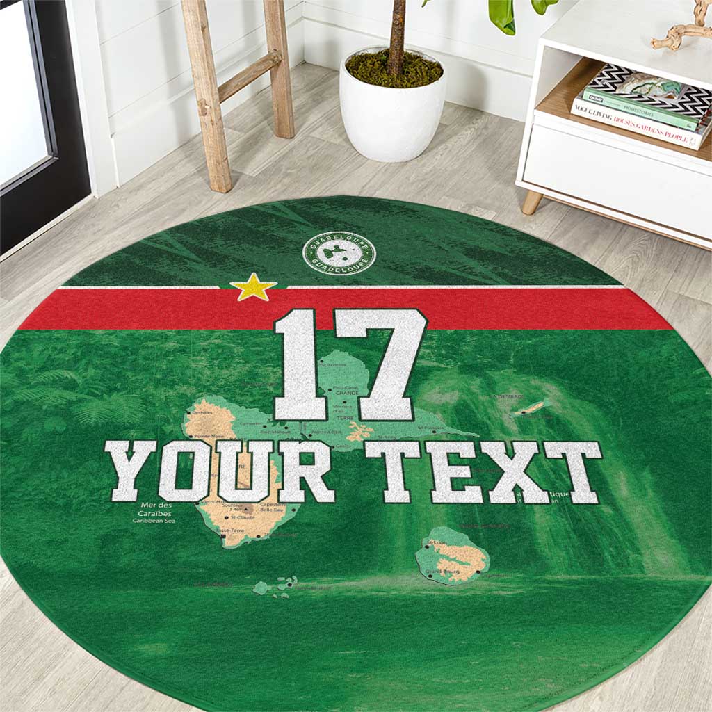 Custom Guadelope Football Round Carpet Basse Terre Green Style