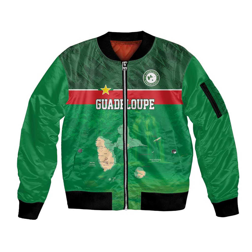 Custom Guadelope Football Sleeve Zip Bomber Jacket Basse Terre Green Style