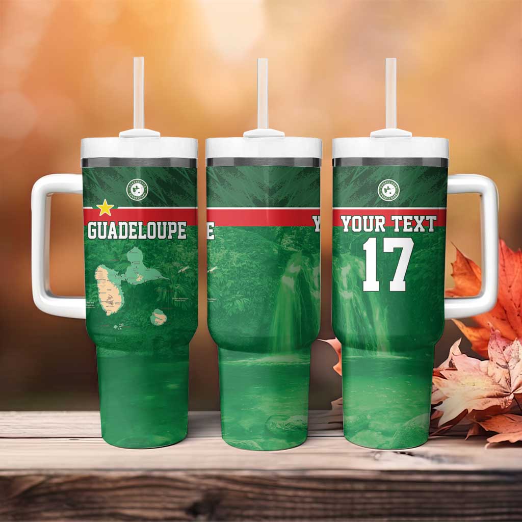 Custom Guadelope Football Tumbler With Handle Basse Terre Green Style