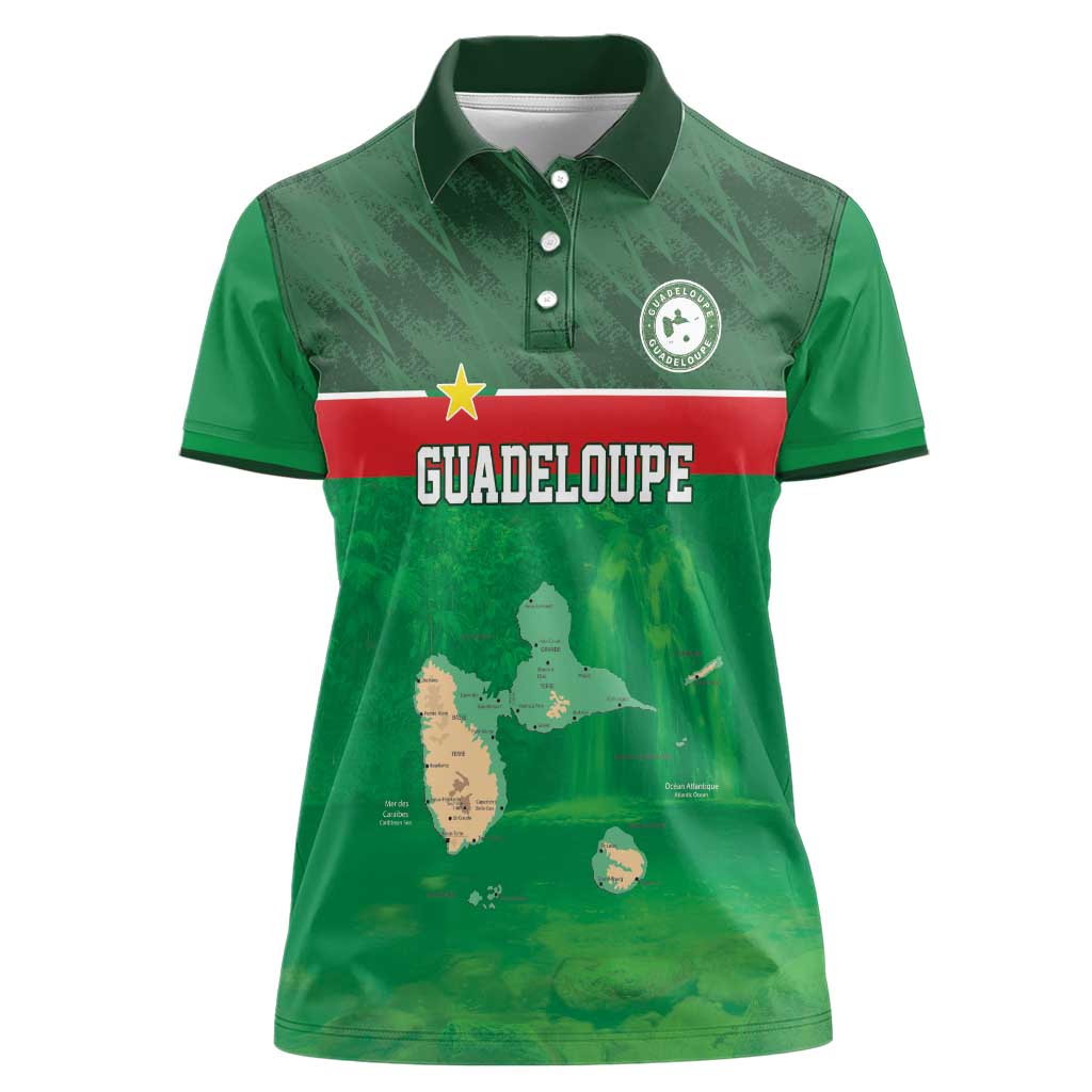 Custom Guadelope Football Women Polo Shirt Basse Terre Green Style