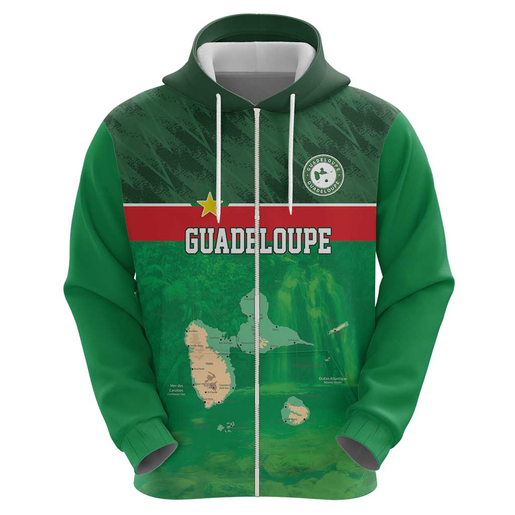 Custom Guadelope Football Zip Hoodie Basse Terre Green Style