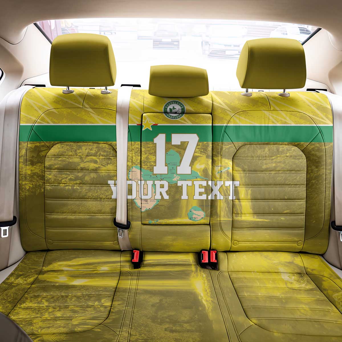 Custom Guadelope Football Back Car Seat Cover Basse Terre Yellow Style