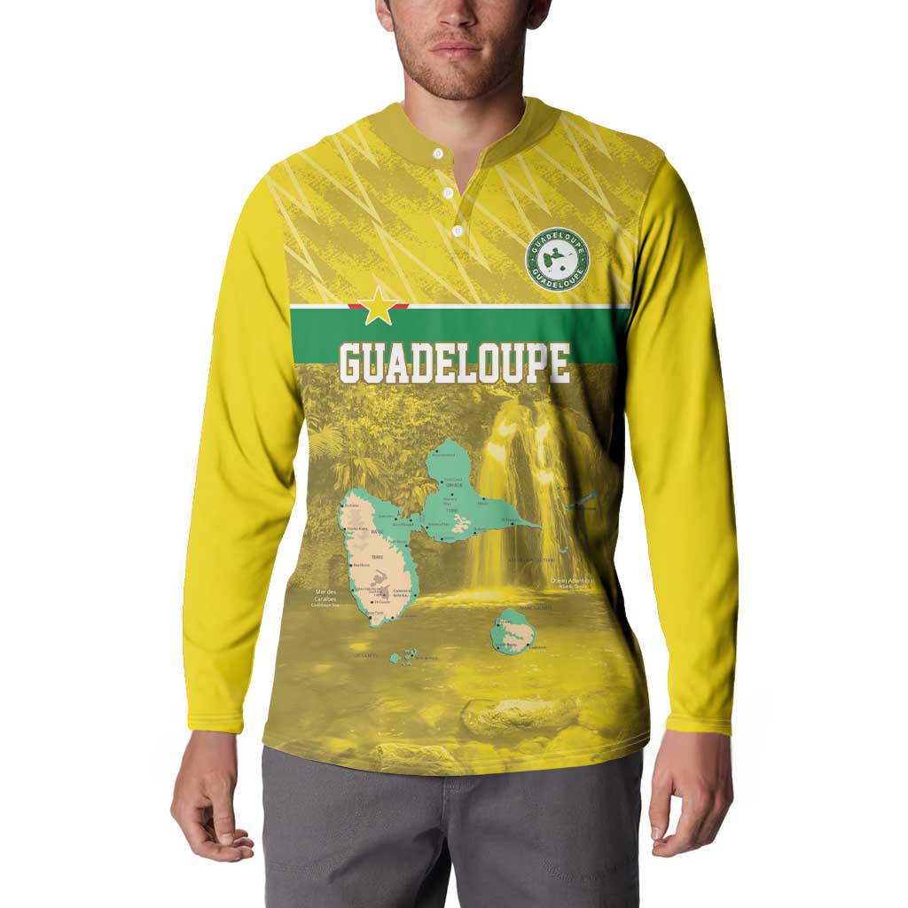 Custom Guadelope Football Button Sweatshirt Basse Terre Yellow Style