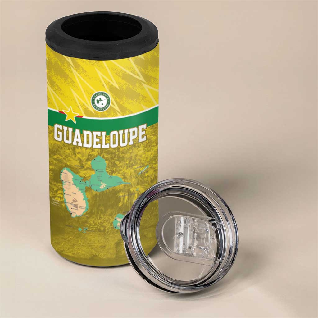 Custom Guadelope Football 4 in 1 Can Cooler Tumbler Basse Terre Yellow Style