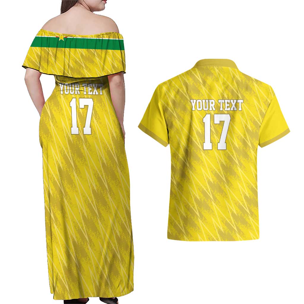 Custom Guadelope Football Couples Matching Off Shoulder Maxi Dress and Hawaiian Shirt Basse Terre Yellow Style