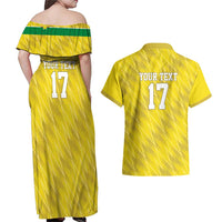 Custom Guadelope Football Couples Matching Off Shoulder Maxi Dress and Hawaiian Shirt Basse Terre Yellow Style