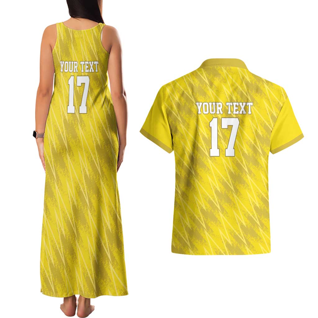 Custom Guadelope Football Couples Matching Tank Maxi Dress and Hawaiian Shirt Basse Terre Yellow Style