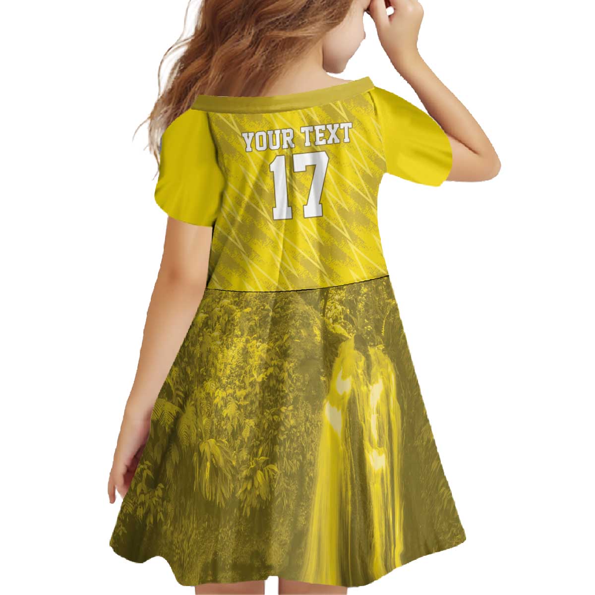 Custom Guadelope Football Family Matching Off The Shoulder Long Sleeve Dress and Hawaiian Shirt Basse Terre Yellow Style