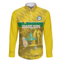 Custom Guadelope Football Family Matching Off The Shoulder Long Sleeve Dress and Hawaiian Shirt Basse Terre Yellow Style