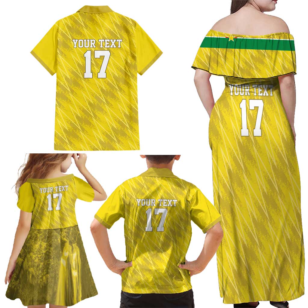 Custom Guadelope Football Family Matching Off Shoulder Maxi Dress and Hawaiian Shirt Basse Terre Yellow Style