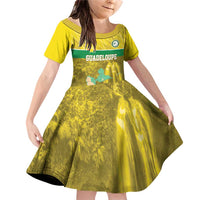 Custom Guadelope Football Family Matching Off Shoulder Short Dress and Hawaiian Shirt Basse Terre Yellow Style