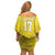 Custom Guadelope Football Family Matching Off Shoulder Short Dress and Hawaiian Shirt Basse Terre Yellow Style