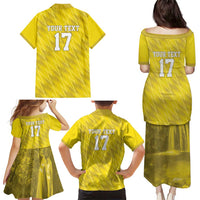 Custom Guadelope Football Family Matching Puletasi and Hawaiian Shirt Basse Terre Yellow Style