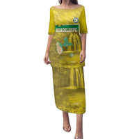 Custom Guadelope Football Family Matching Puletasi and Hawaiian Shirt Basse Terre Yellow Style