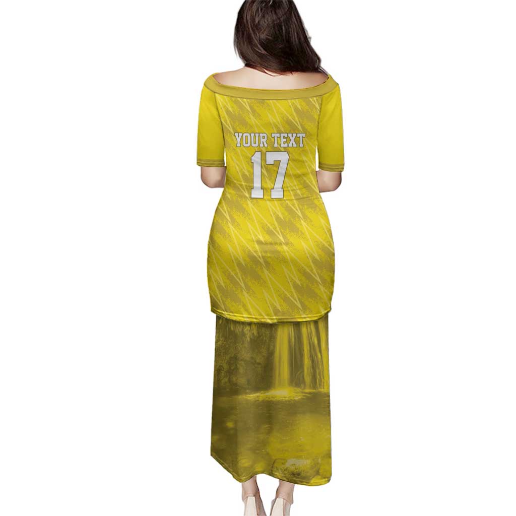 Custom Guadelope Football Family Matching Puletasi and Hawaiian Shirt Basse Terre Yellow Style