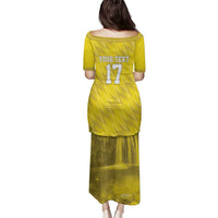 Custom Guadelope Football Family Matching Puletasi and Hawaiian Shirt Basse Terre Yellow Style