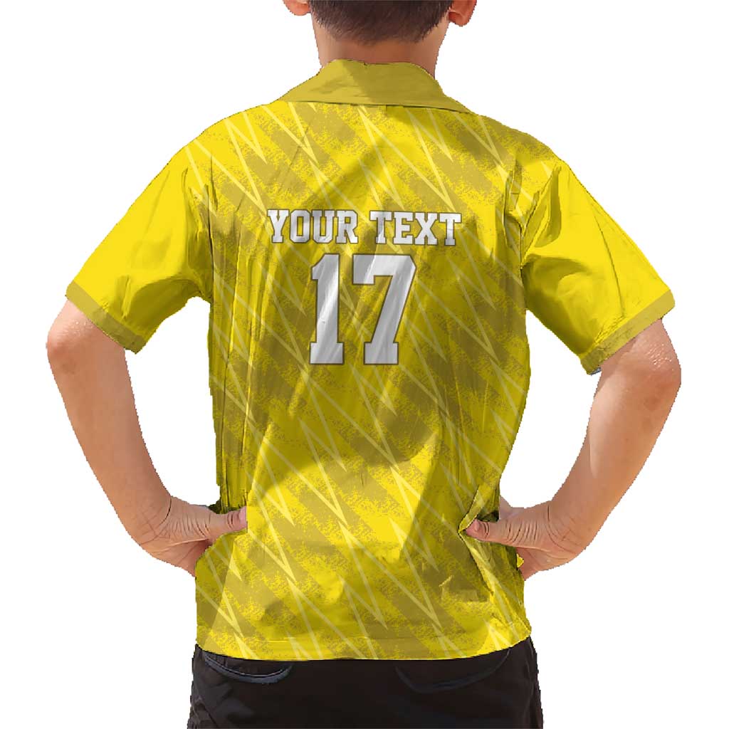 Custom Guadelope Football Family Matching Short Sleeve Bodycon Dress and Hawaiian Shirt Basse Terre Yellow Style