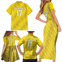 Custom Guadelope Football Family Matching Short Sleeve Bodycon Dress and Hawaiian Shirt Basse Terre Yellow Style