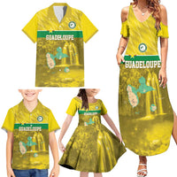 Custom Guadelope Football Family Matching Summer Maxi Dress and Hawaiian Shirt Basse Terre Yellow Style