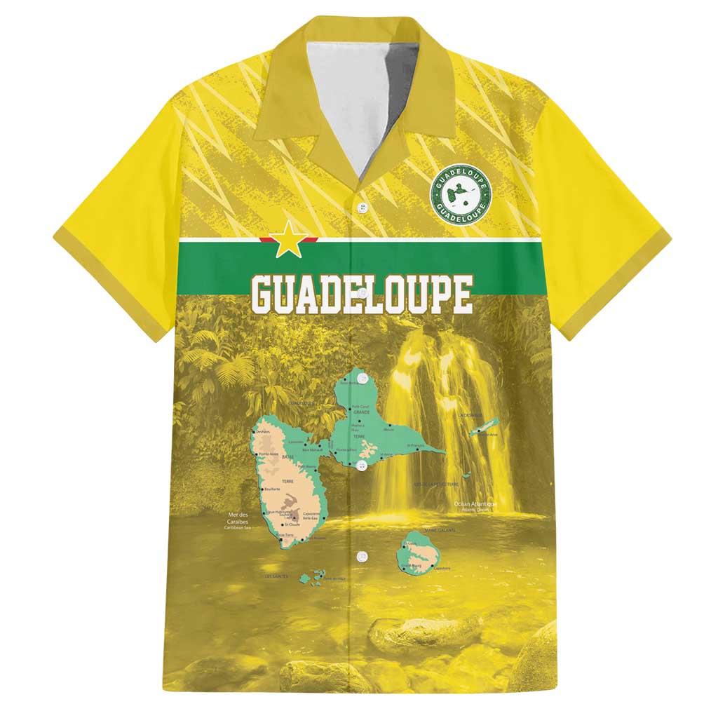 Custom Guadelope Football Family Matching Summer Maxi Dress and Hawaiian Shirt Basse Terre Yellow Style