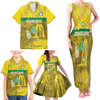 Custom Guadelope Football Family Matching Tank Maxi Dress and Hawaiian Shirt Basse Terre Yellow Style
