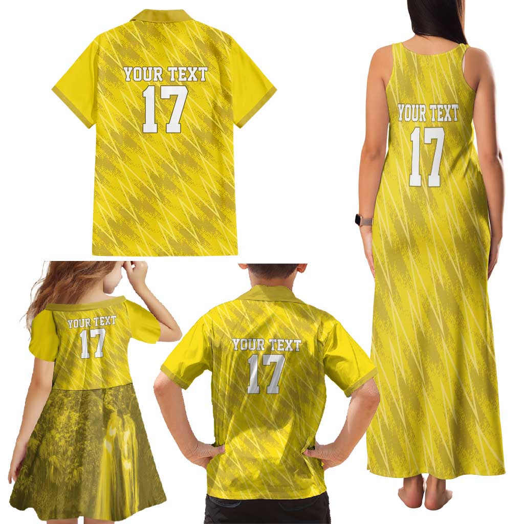 Custom Guadelope Football Family Matching Tank Maxi Dress and Hawaiian Shirt Basse Terre Yellow Style