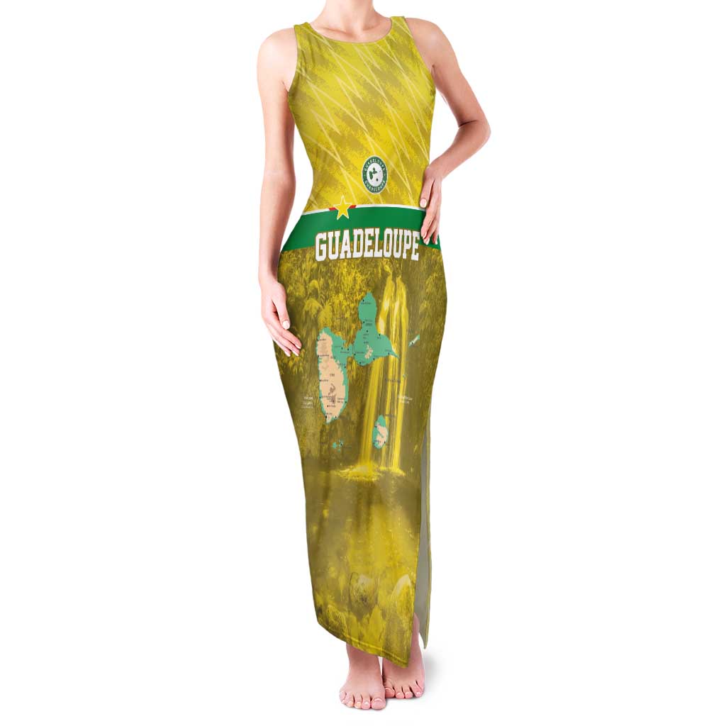 Custom Guadelope Football Family Matching Tank Maxi Dress and Hawaiian Shirt Basse Terre Yellow Style