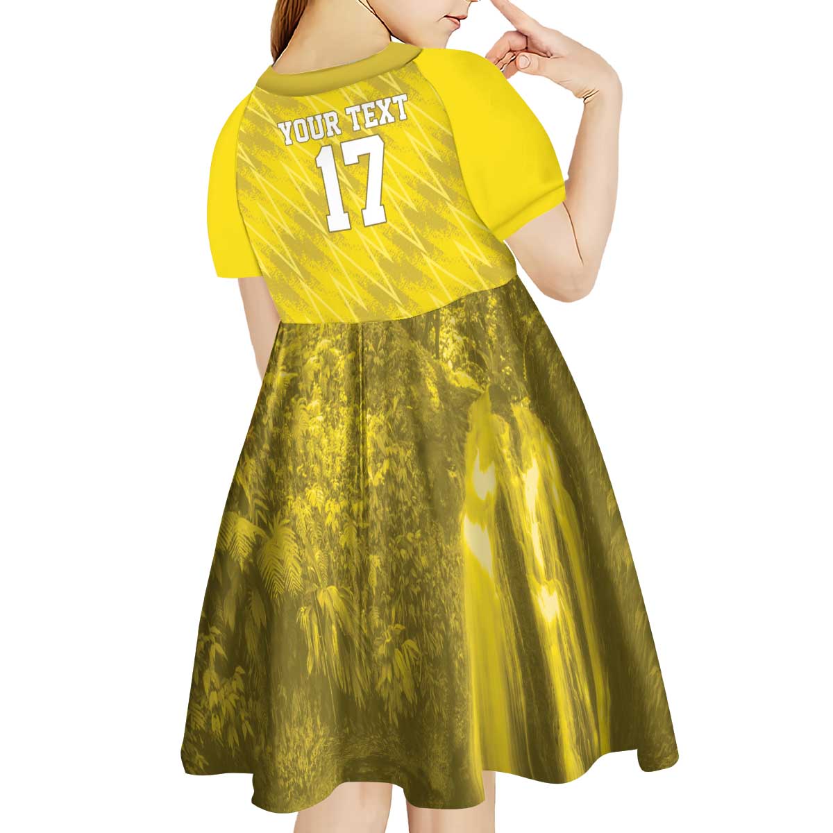 Custom Guadelope Football Kid Short Sleeve Dress Basse Terre Yellow Style