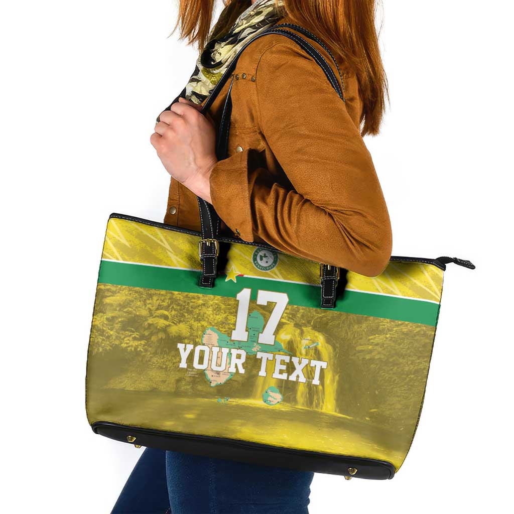 Custom Guadelope Football Leather Tote Bag Basse Terre Yellow Style