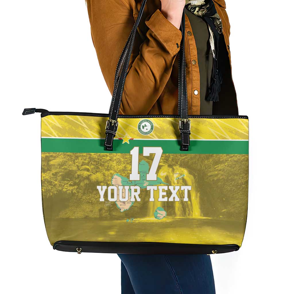 Custom Guadelope Football Leather Tote Bag Basse Terre Yellow Style