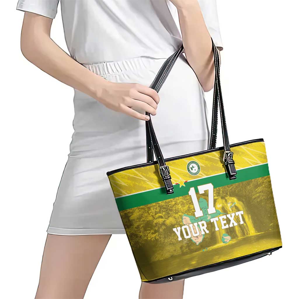 Custom Guadelope Football Leather Tote Bag Basse Terre Yellow Style