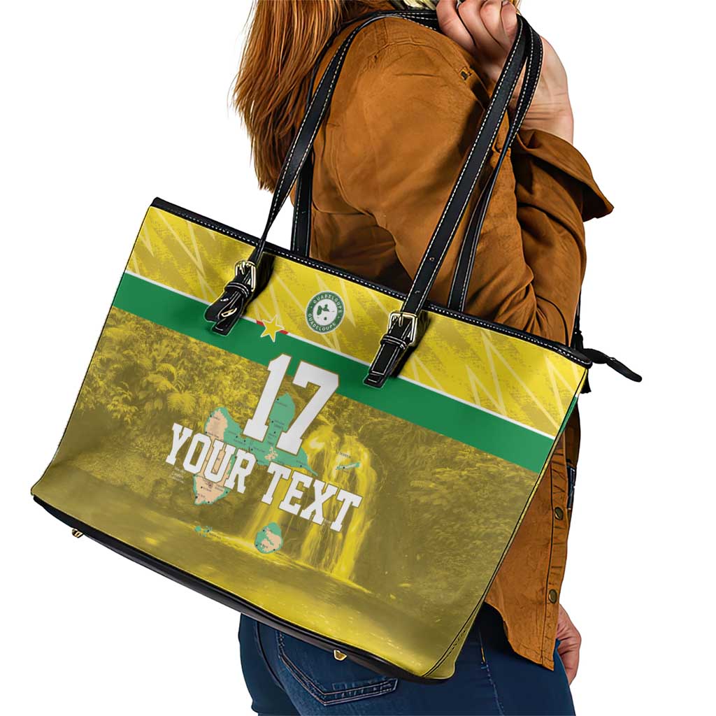 Custom Guadelope Football Leather Tote Bag Basse Terre Yellow Style