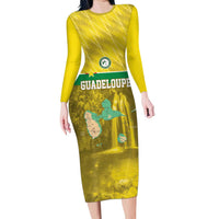 Custom Guadelope Football Long Sleeve Bodycon Dress Basse Terre Yellow Style