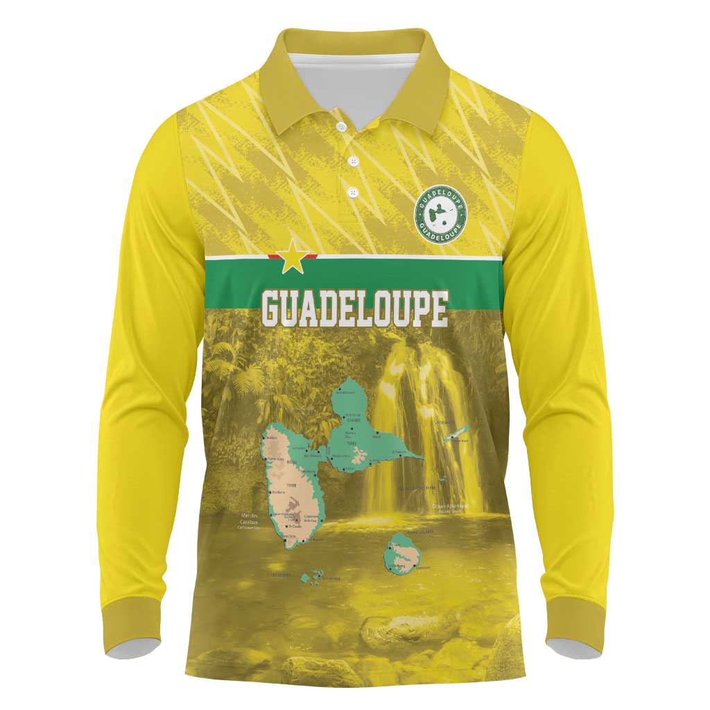Custom Guadelope Football Long Sleeve Polo Shirt Basse Terre Yellow Style