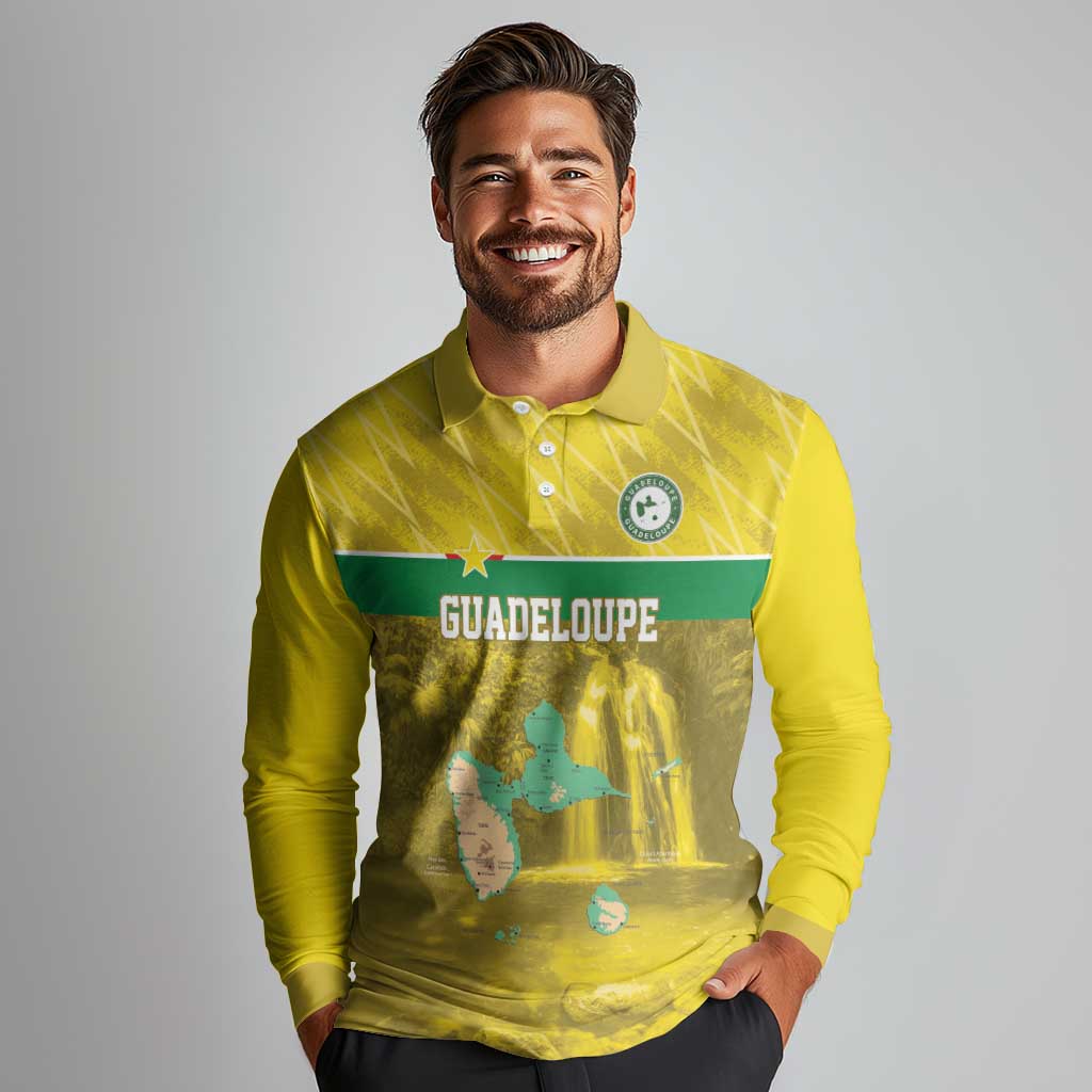 Custom Guadelope Football Long Sleeve Polo Shirt Basse Terre Yellow Style