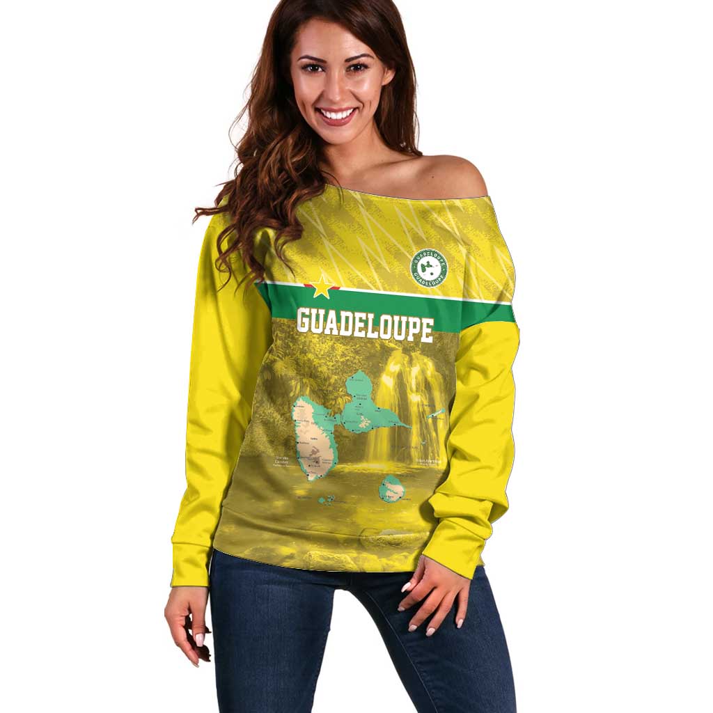 Custom Guadelope Football Off Shoulder Sweater Basse Terre Yellow Style