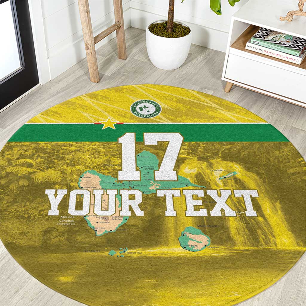 Custom Guadelope Football Round Carpet Basse Terre Yellow Style