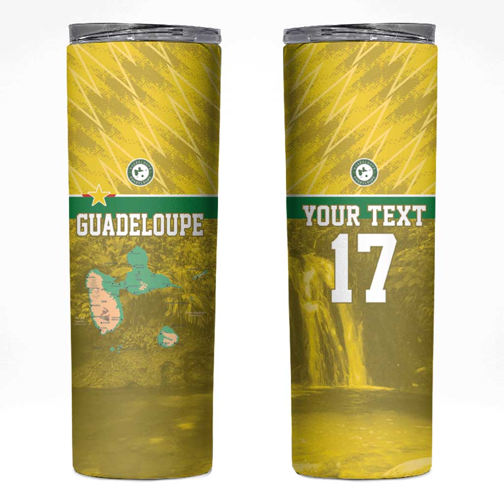 Custom Guadelope Football Skinny Tumbler Basse Terre Yellow Style