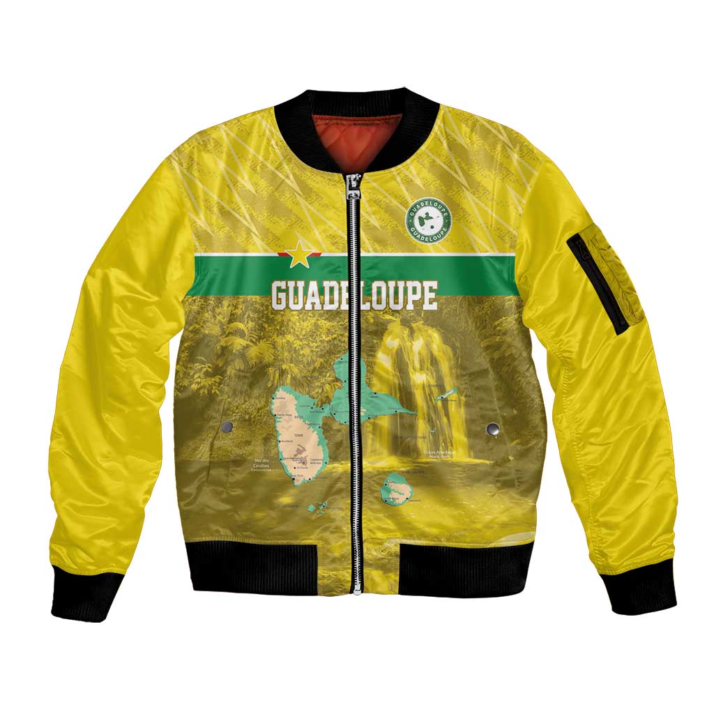 Custom Guadelope Football Sleeve Zip Bomber Jacket Basse Terre Yellow Style