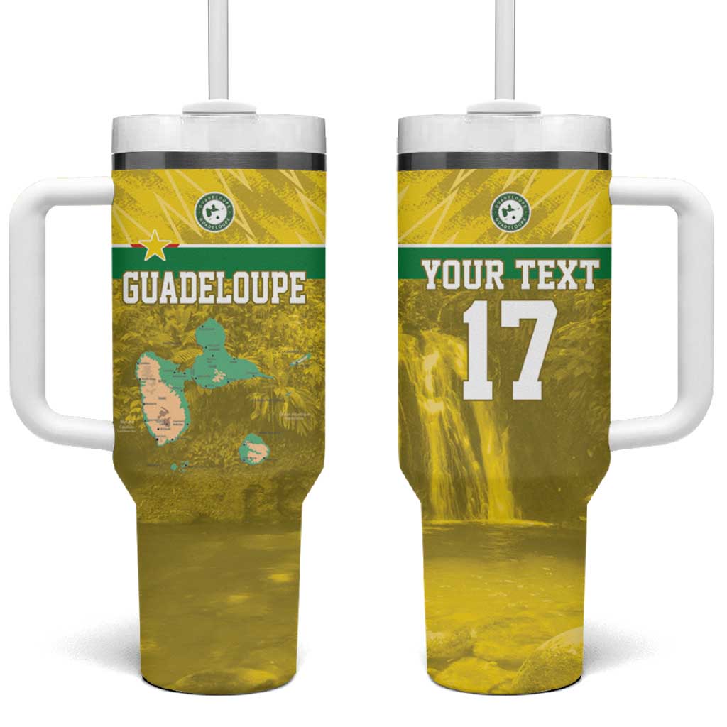 Custom Guadelope Football Tumbler With Handle Basse Terre Yellow Style