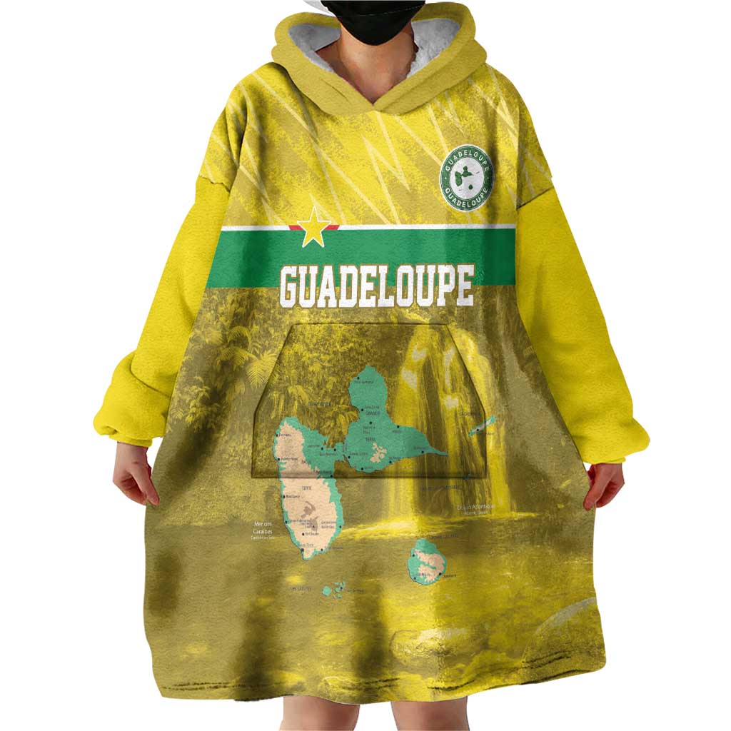 Custom Guadelope Football Wearable Blanket Hoodie Basse Terre Yellow Style