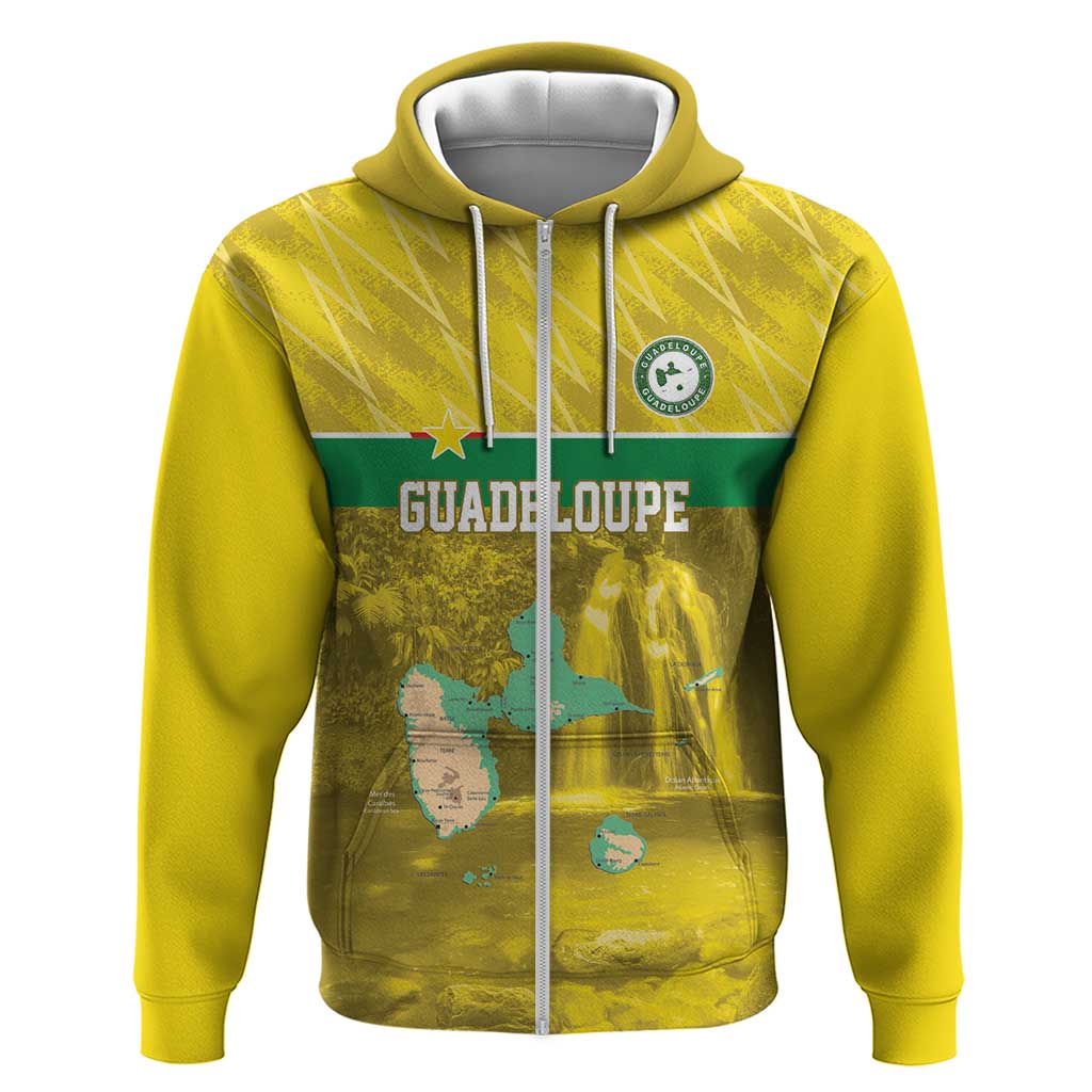 Custom Guadelope Football Zip Hoodie Basse Terre Yellow Style