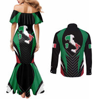 Italian Republic Couples Matching Mermaid Dress and Long Sleeve Button Shirt Simple Coat of Arms