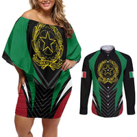 Italian Republic Couples Matching Off Shoulder Short Dress and Long Sleeve Button Shirt Simple Coat of Arms