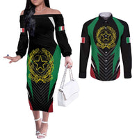 Italian Republic Couples Matching Off The Shoulder Long Sleeve Dress and Long Sleeve Button Shirt Simple Coat of Arms