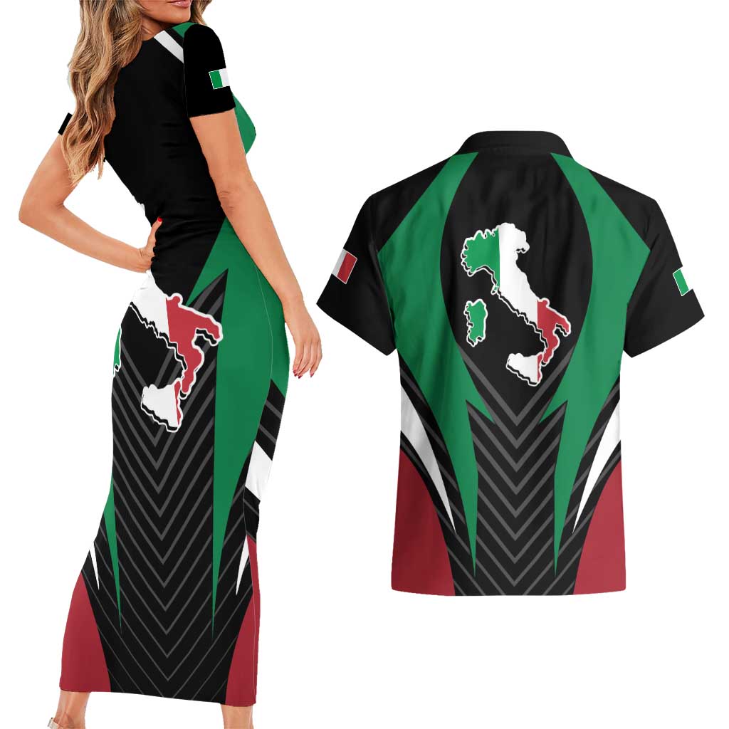 Italian Republic Couples Matching Short Sleeve Bodycon Dress and Hawaiian Shirt Simple Coat of Arms